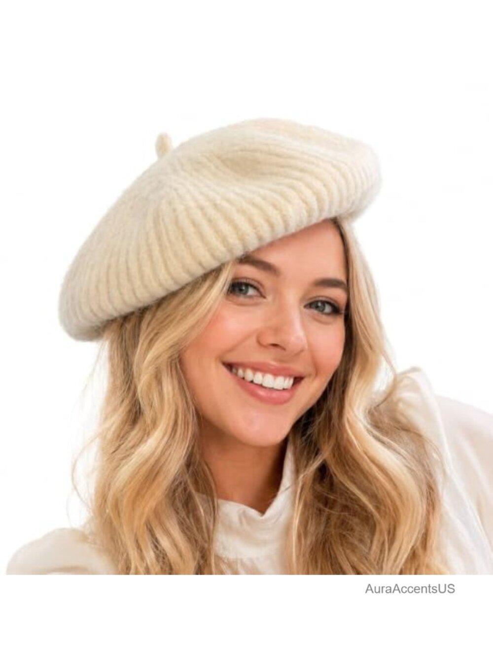 Women's French Beret Hat Soft Warm Chunky Knit Parisian Style